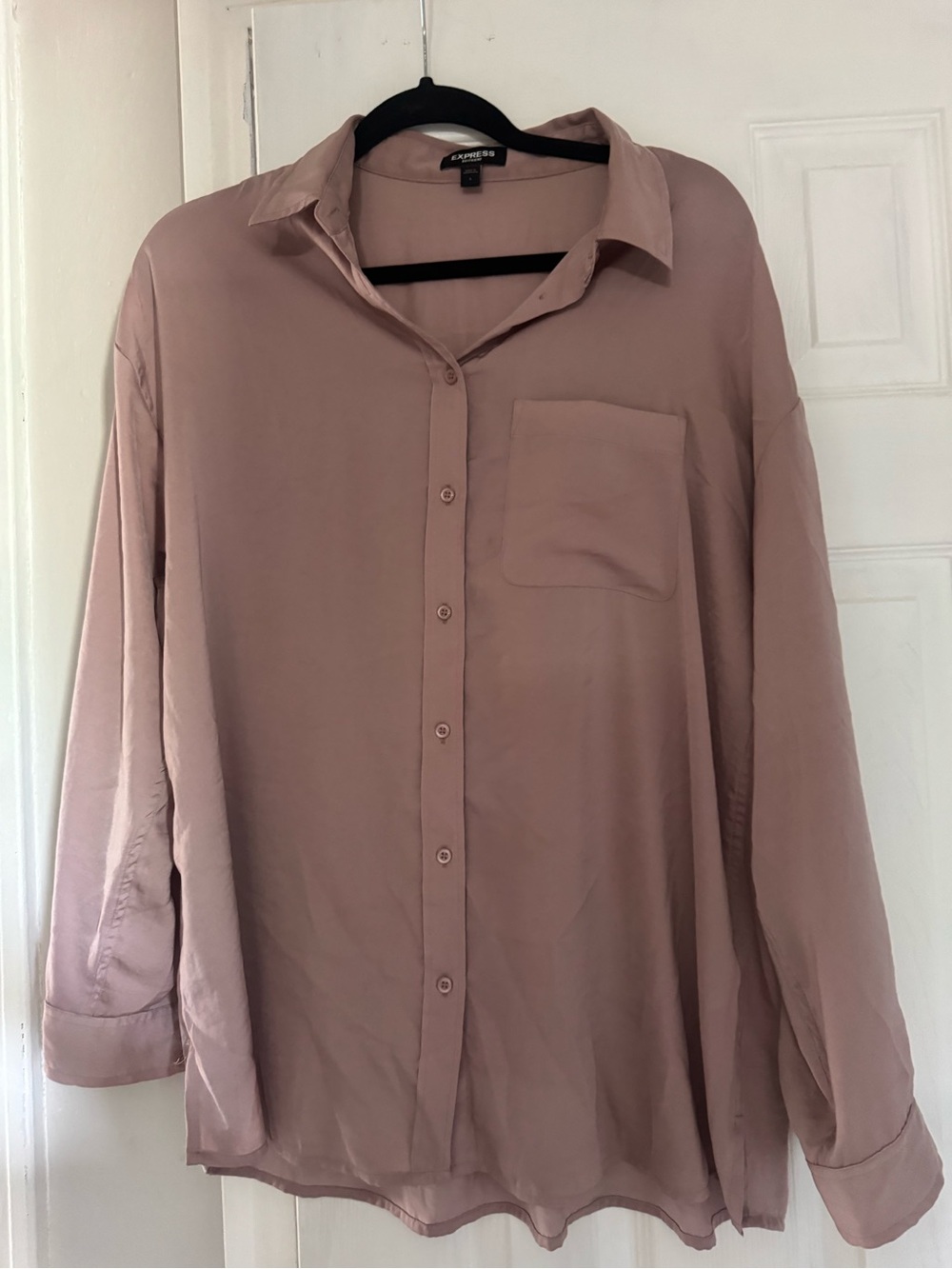 Express Women’s  Mauve Button-Up Shirt - Relaxed Fit